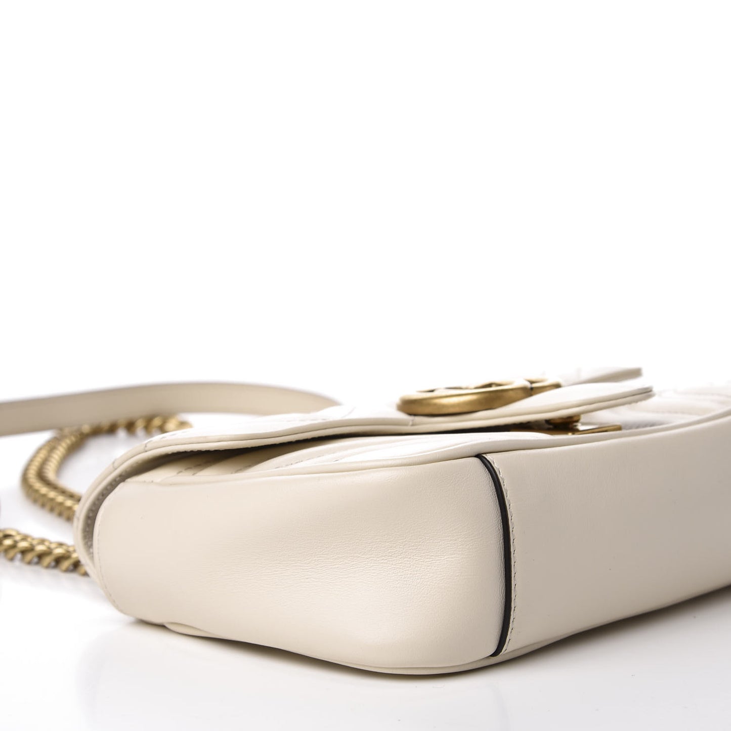 Calfskin Matelasse Mini GG Marmont Shoulder Bag White