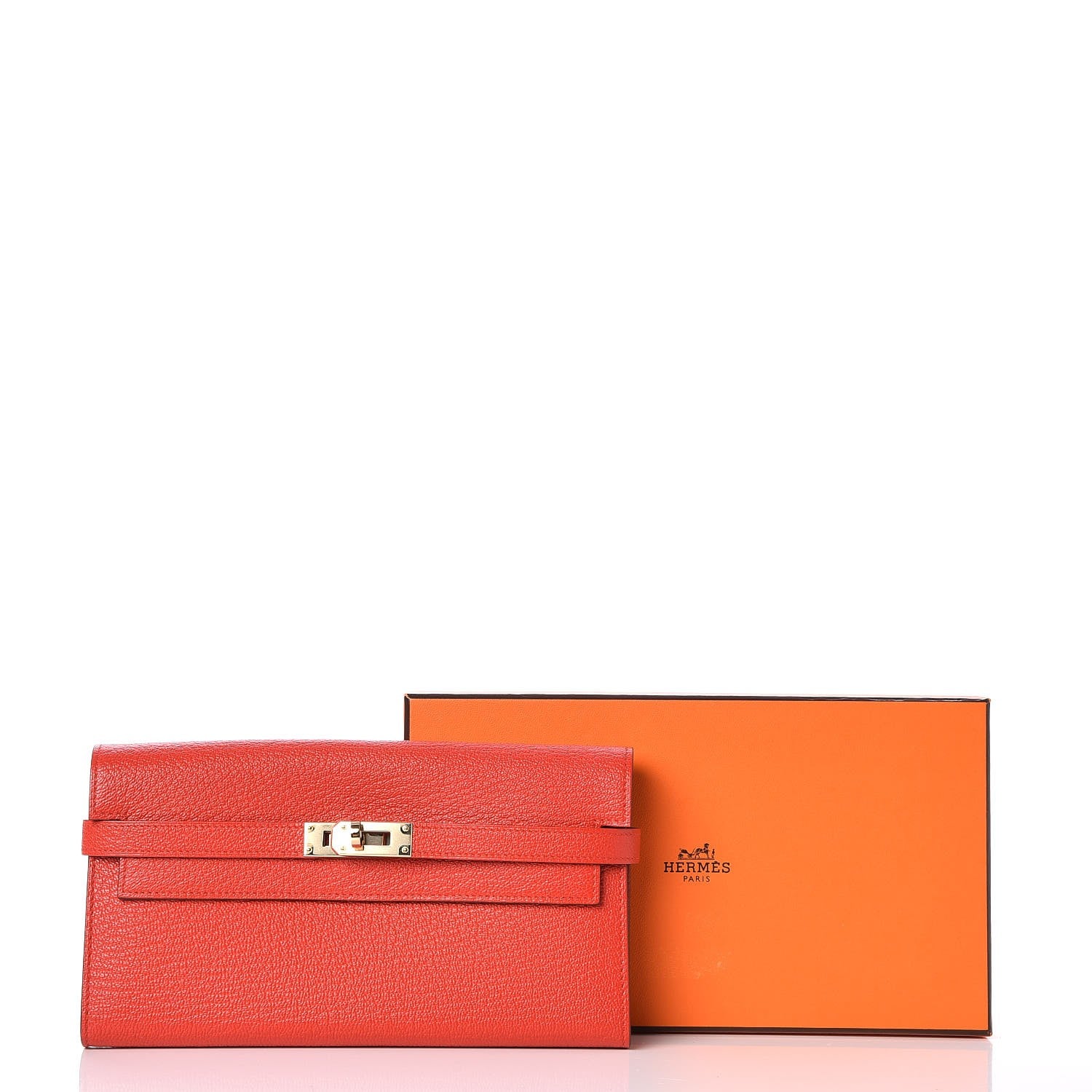 Hermes Chevre Mysore Kelly Longue Wallet Rouge Tomate 8 of 8