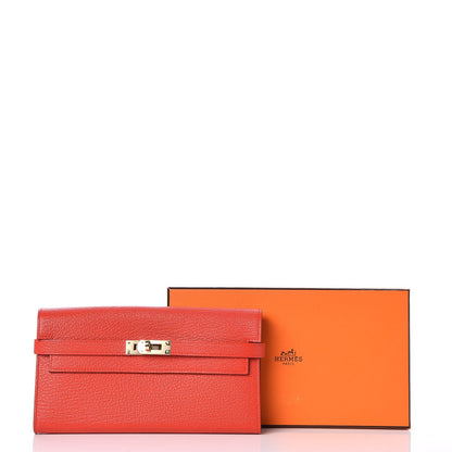 Hermes Chevre Mysore Kelly Longue Wallet Rouge Tomate 8 of 8
