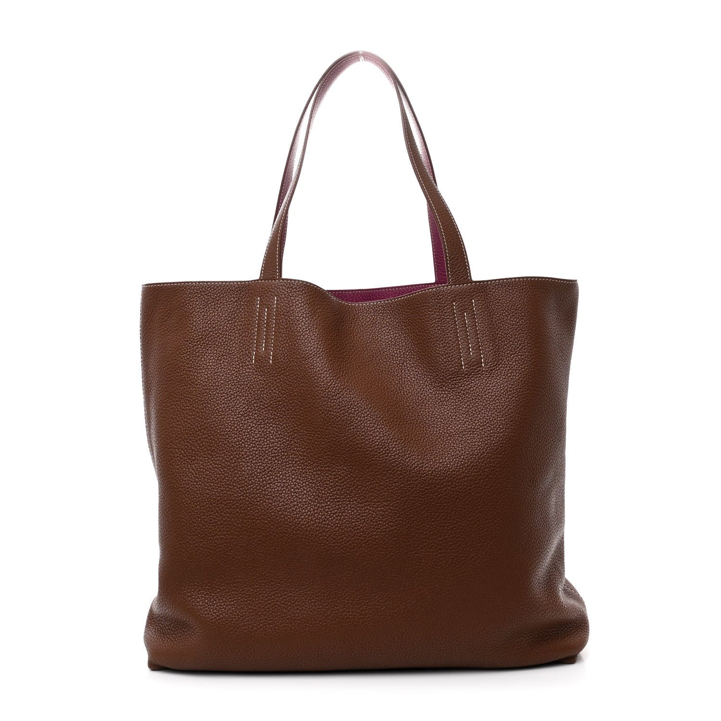 Taurillon Clemence Double Sens 36 Reversible Tote Marron Tosca