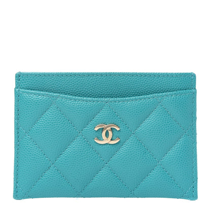 Chanel Caviar Quilted Card Holder Turquoise 1 of 10