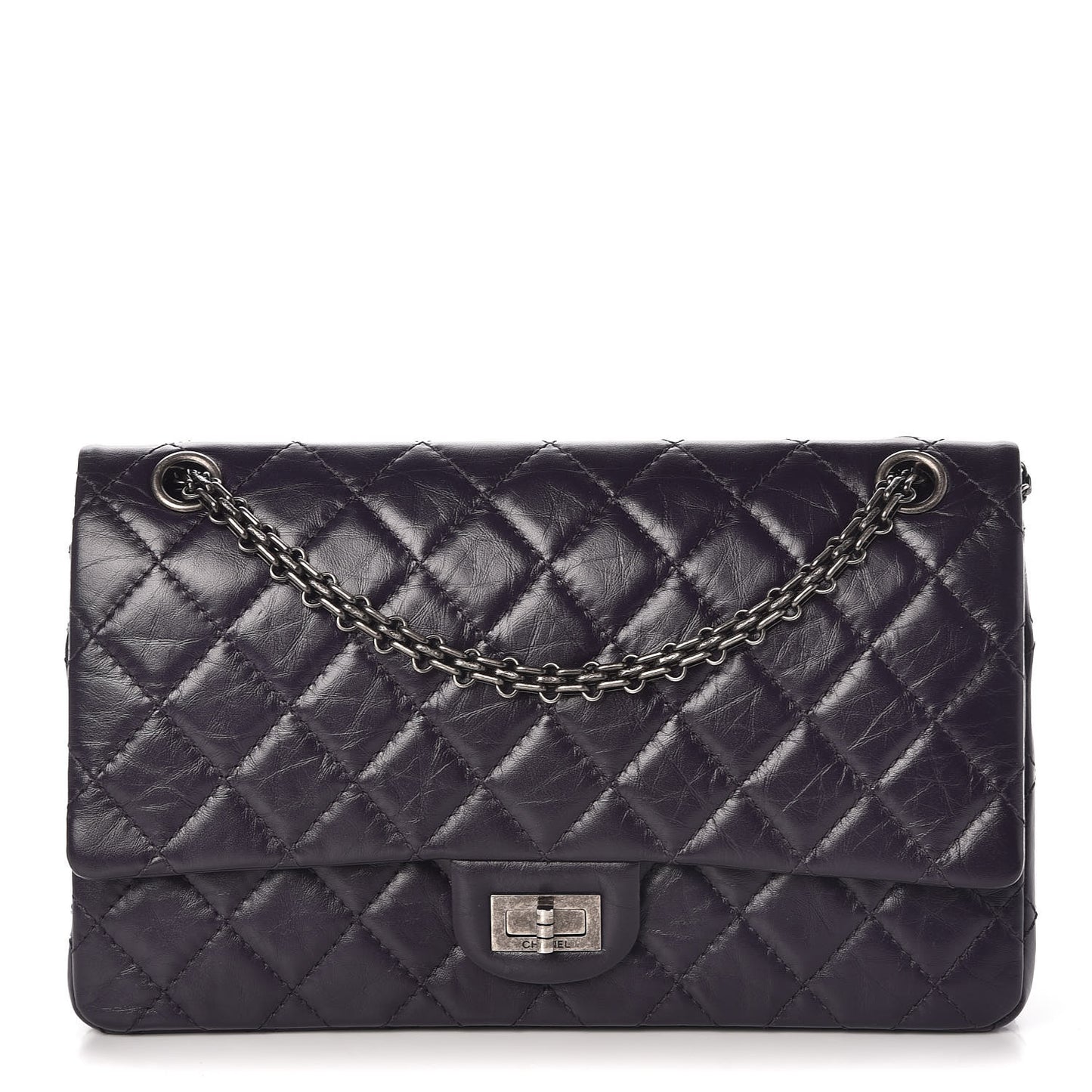 Aged Calfskin Quilted 2.55 Reissue 226 Flap Dark Purple