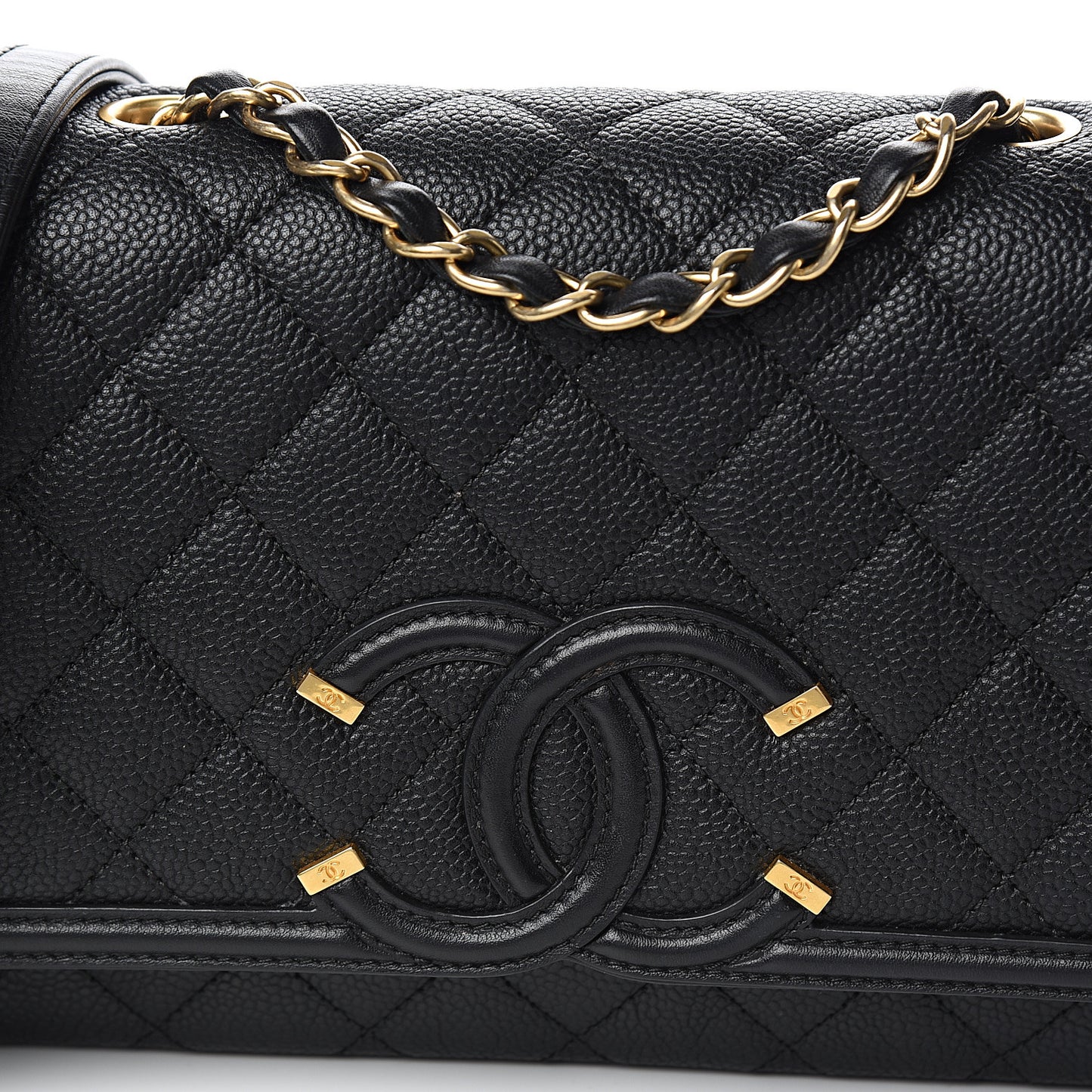 Caviar Quilted Medium CC Filigree Flap Black