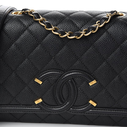 Chanel Caviar Quilted Medium CC Filigree Flap Black 9 of 10