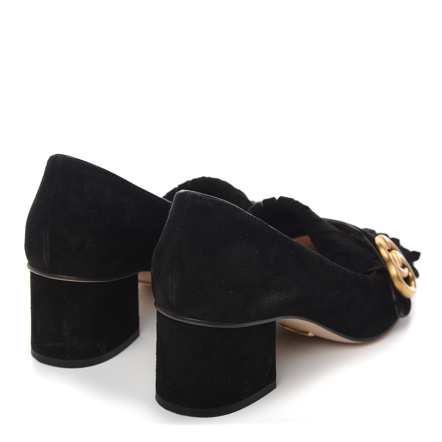 Kid Scamosciato GG Marmont Fringe 50mm Loafer Pumps 36.5 Black