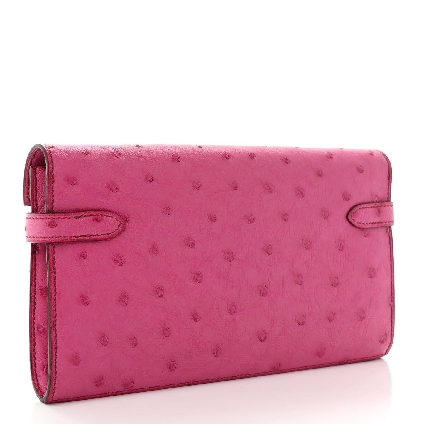 Ostrich Kelly Longue Wallet Fuchsia