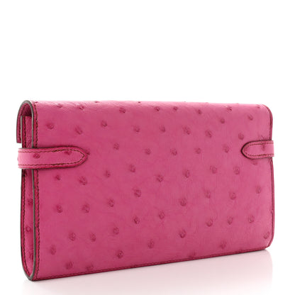 Hermes Ostrich Kelly Longue Wallet Fuchsia 3 of 10
