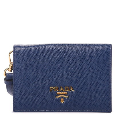 Prada Saffiano Metal Wristlet Wallet Bluette 1 of 7
