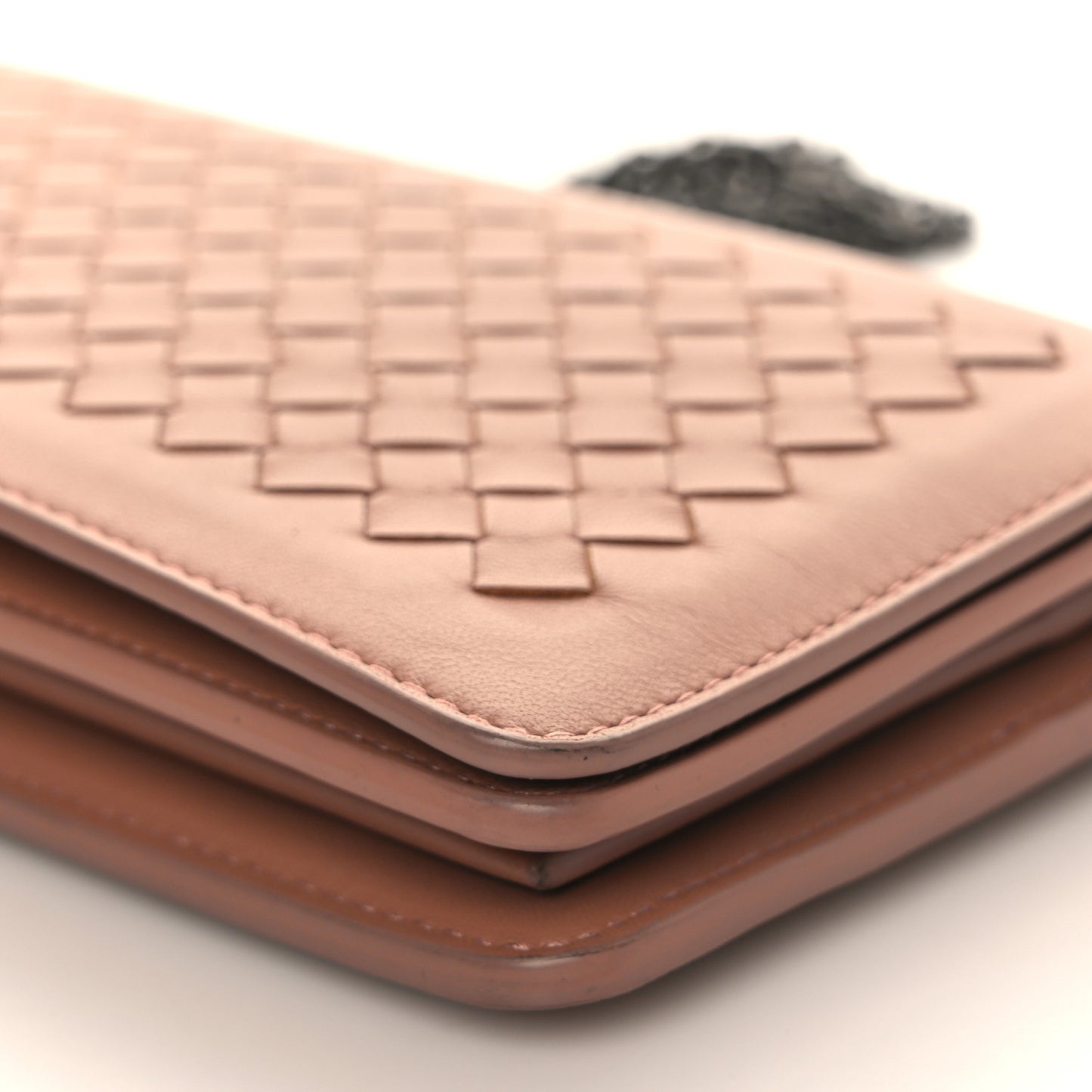 Nappa Intrecciato Continental Wallet On Chain Dusty Rose