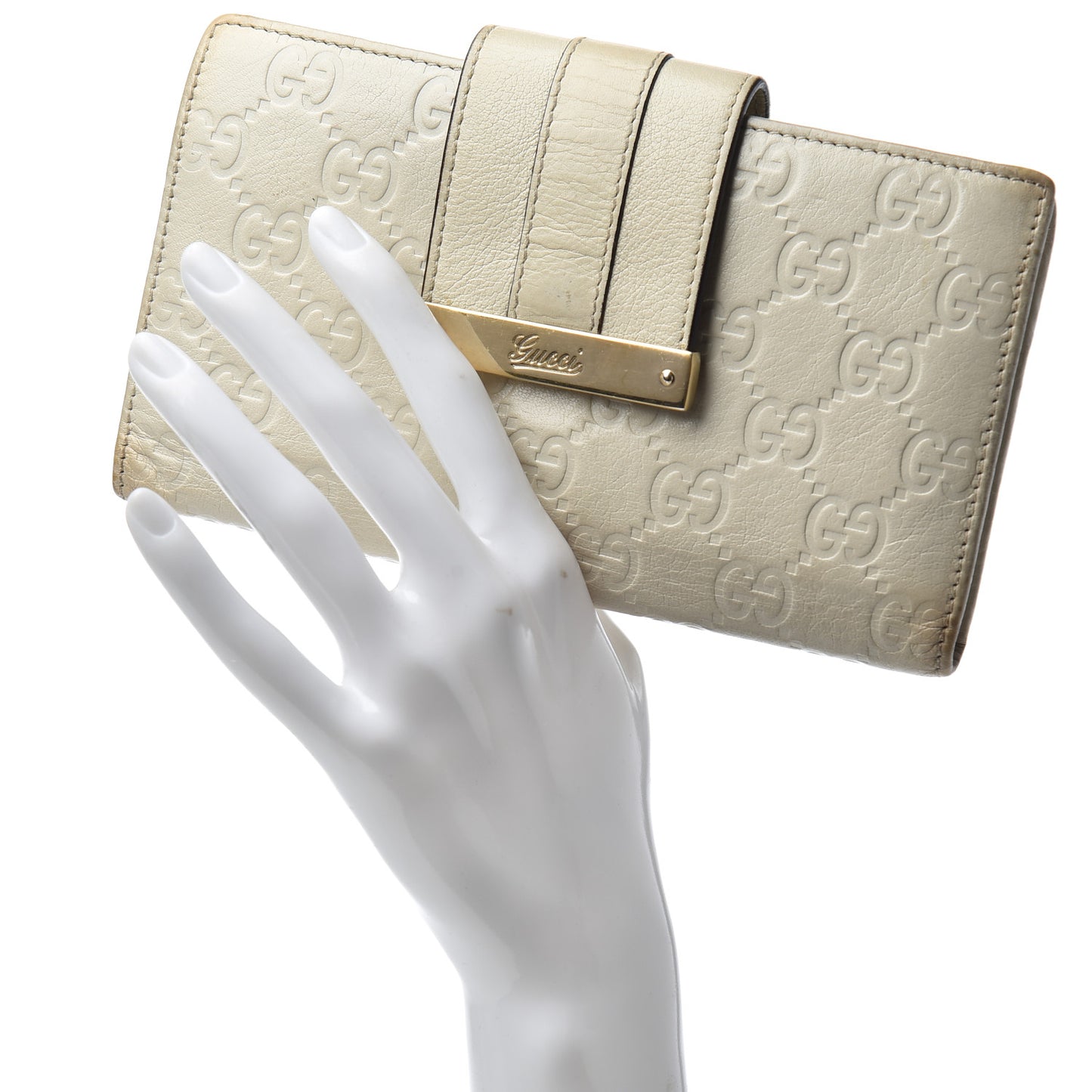 Guccissima Ladies Web Long Wallet Off White
