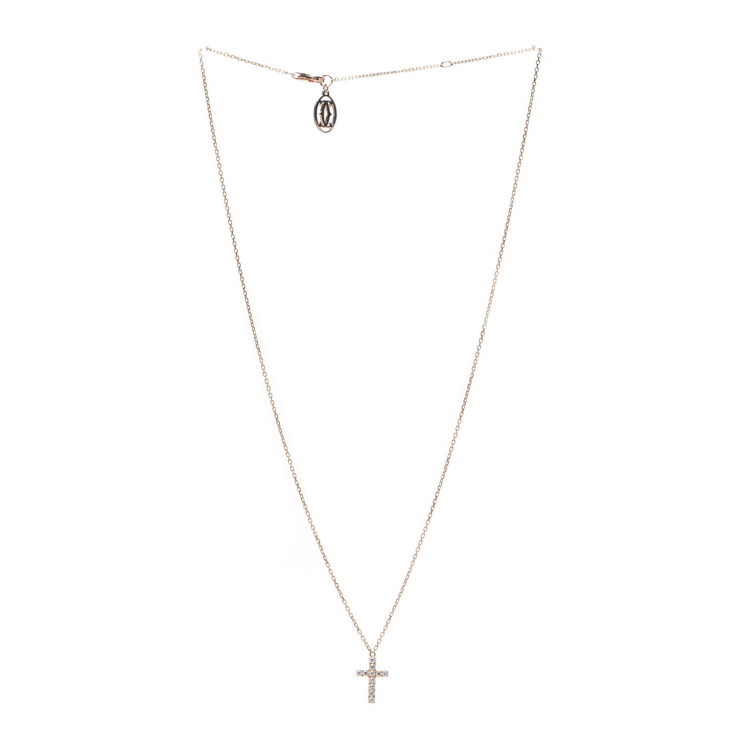 Cartier 18K Pink Gold Diamond Symbols Cross Pendant Necklace 3 of 5