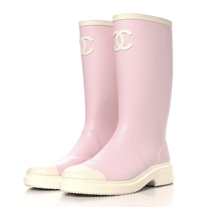 Chanel Caoutchouk CC High Boots 37 Rose 4 of 8