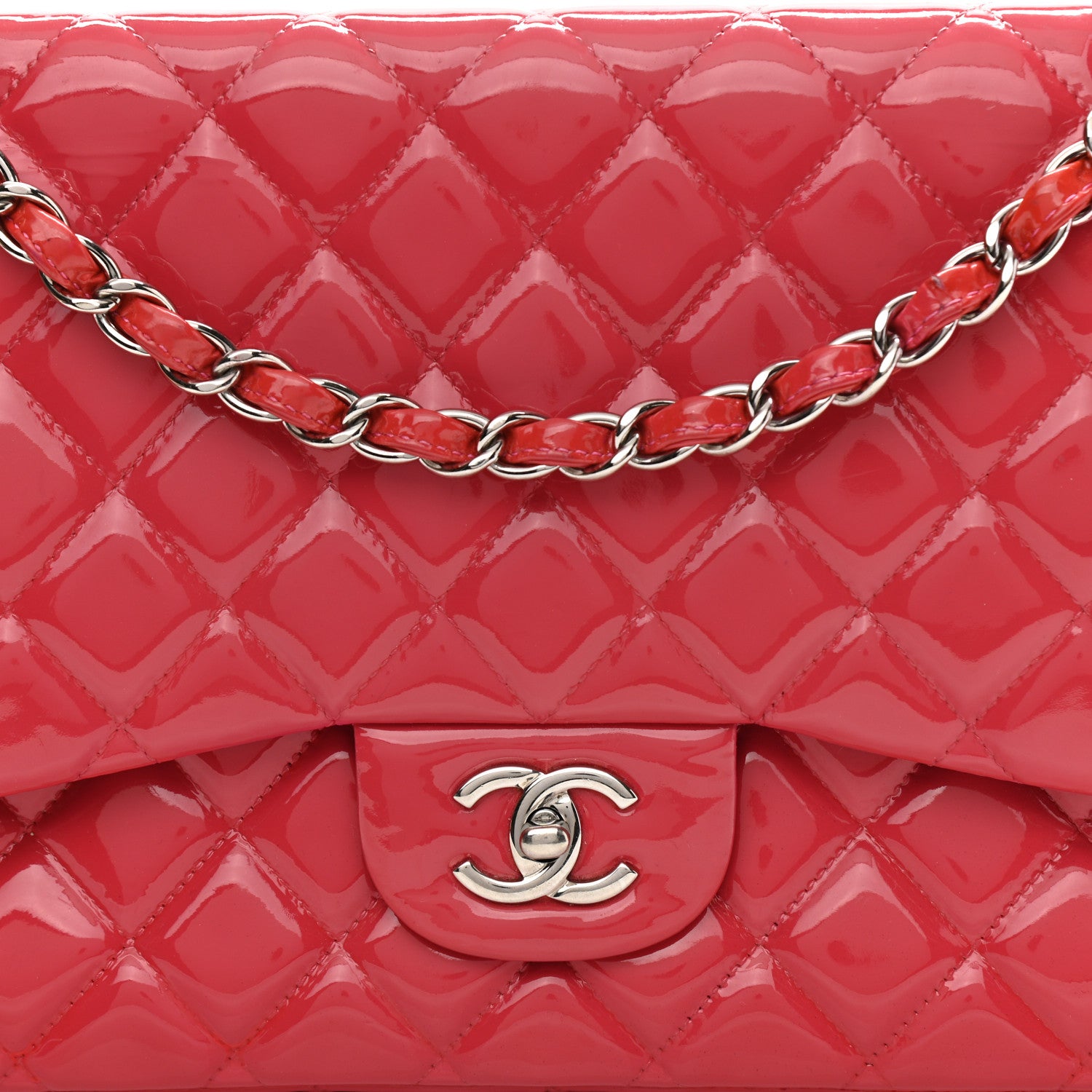 Chanel Patent Quilted Jumbo Double Flap Pink 8 of 15