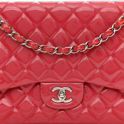 Chanel Patent Quilted Jumbo Double Flap Pink 8 of 15