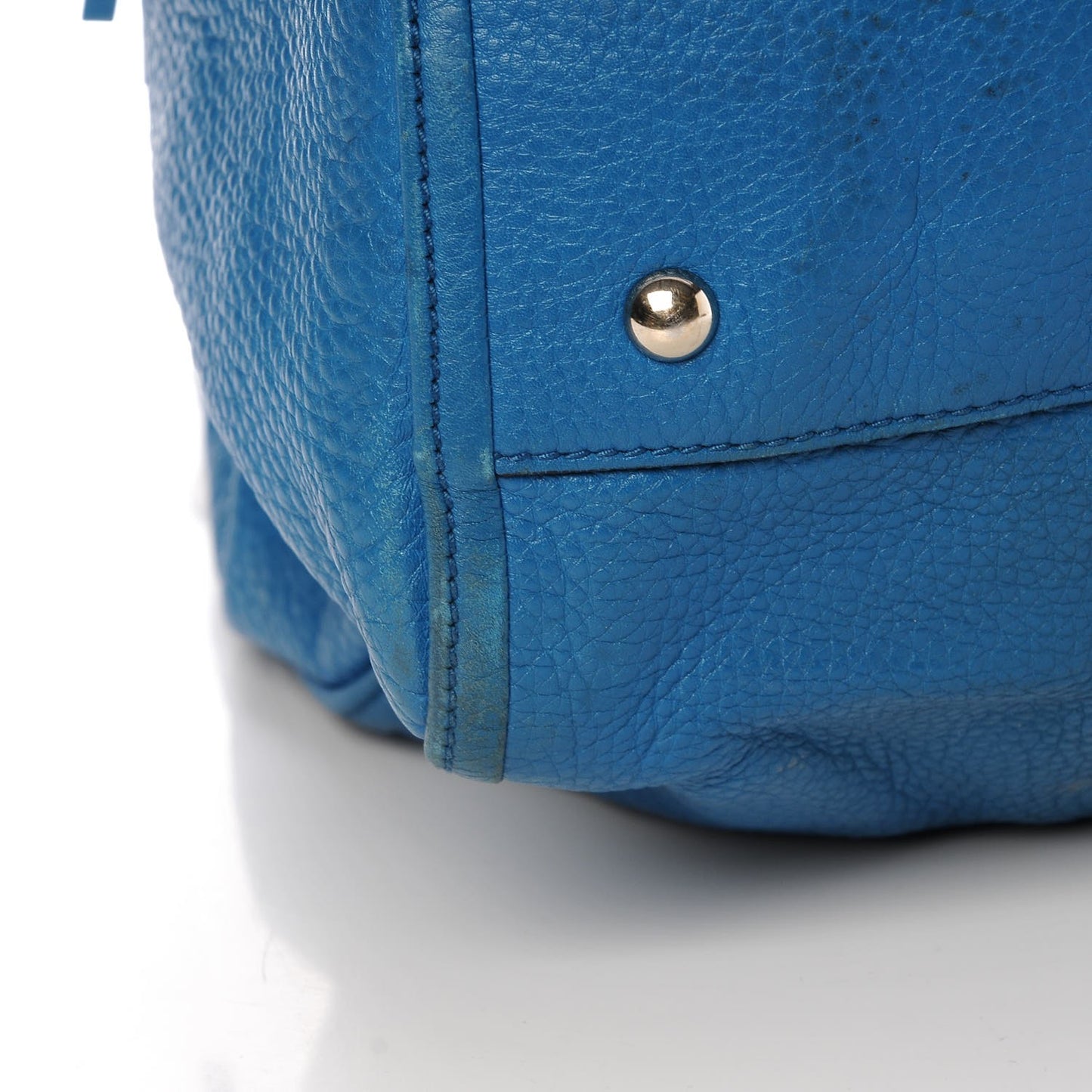 Pebbled Calfskin Large Soho Shoulder Bag Riviera Blue