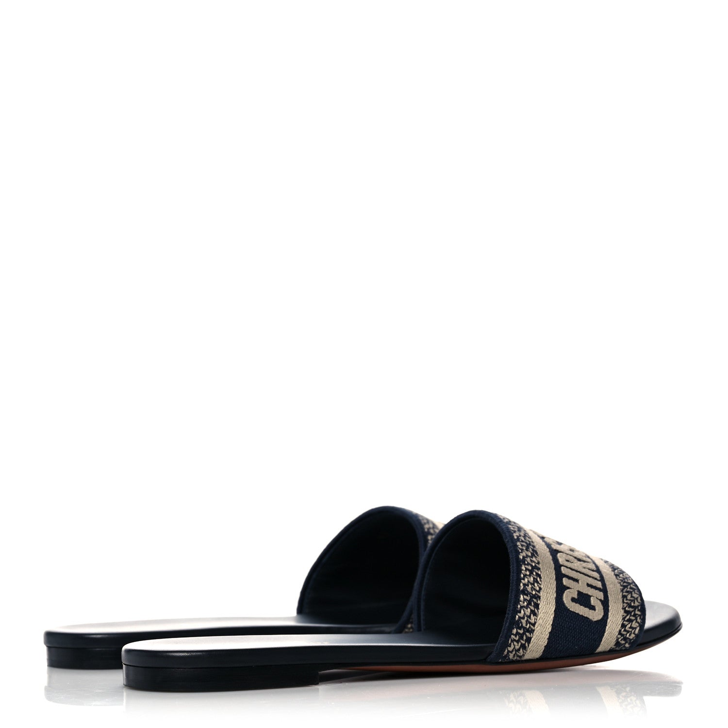Christian Dior Canvas Embroidered Dway Mules Slide Sandals 38.5 Deep Blue 4 of 9