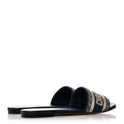 Christian Dior Canvas Embroidered Dway Mules Slide Sandals 38.5 Deep Blue 4 of 9