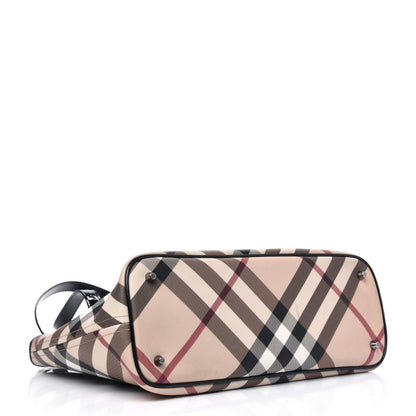 Burberry Nova Check Patent Trim Shopper Tote Black 3 of 7