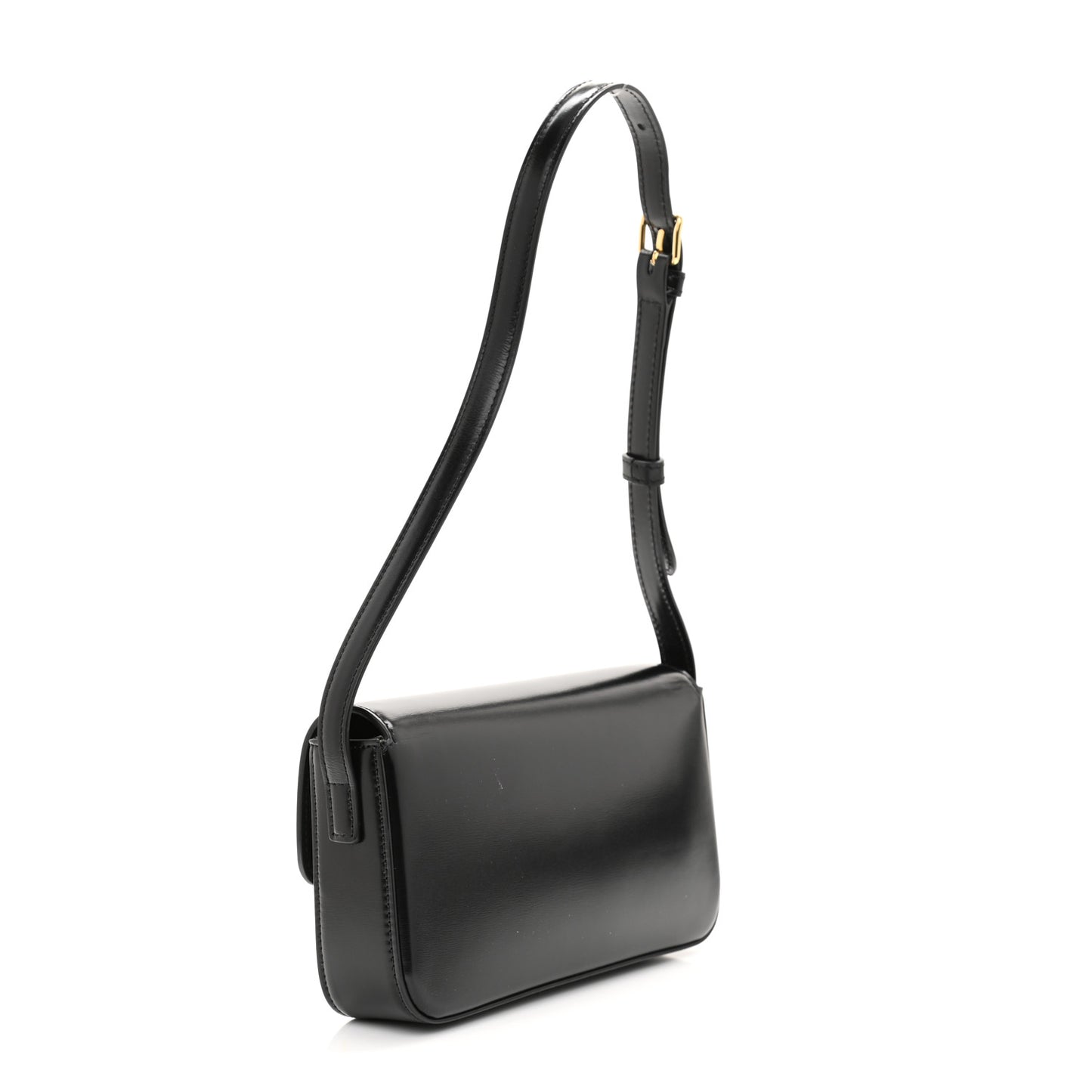 Shiny Calfskin Triomphe Shoulder Bag Black
