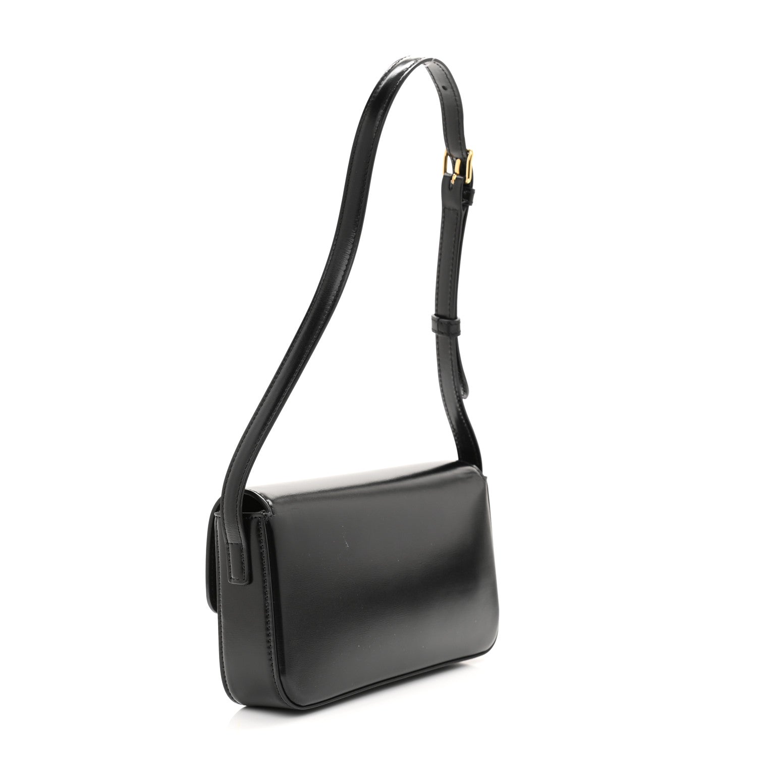 Celine Shiny Calfskin Triomphe Shoulder Bag Black 3 of 10