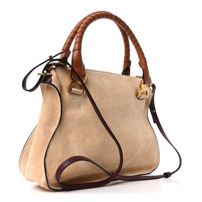 Chloe Suede Calfskin Braided Medium Marcie Double Carry Beige 3 of 10