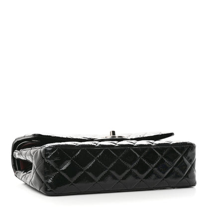 Chanel Crumpled Patent Quilted Medium Double Flap Black 4 of 14