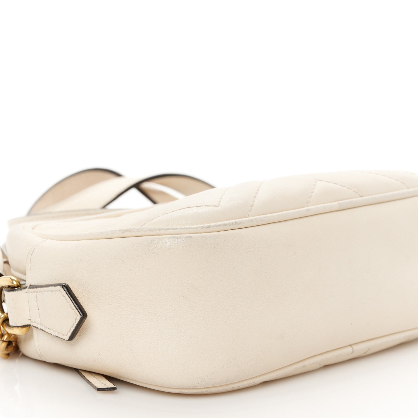 Calfskin Matelasse Mini GG Marmont Chain Shoulder Bag White