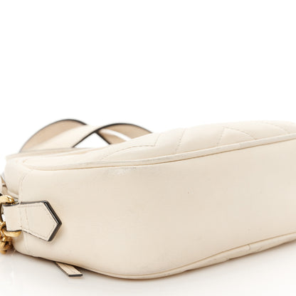 Gucci Calfskin Matelasse Mini GG Marmont Chain Shoulder Bag White 10 of 11