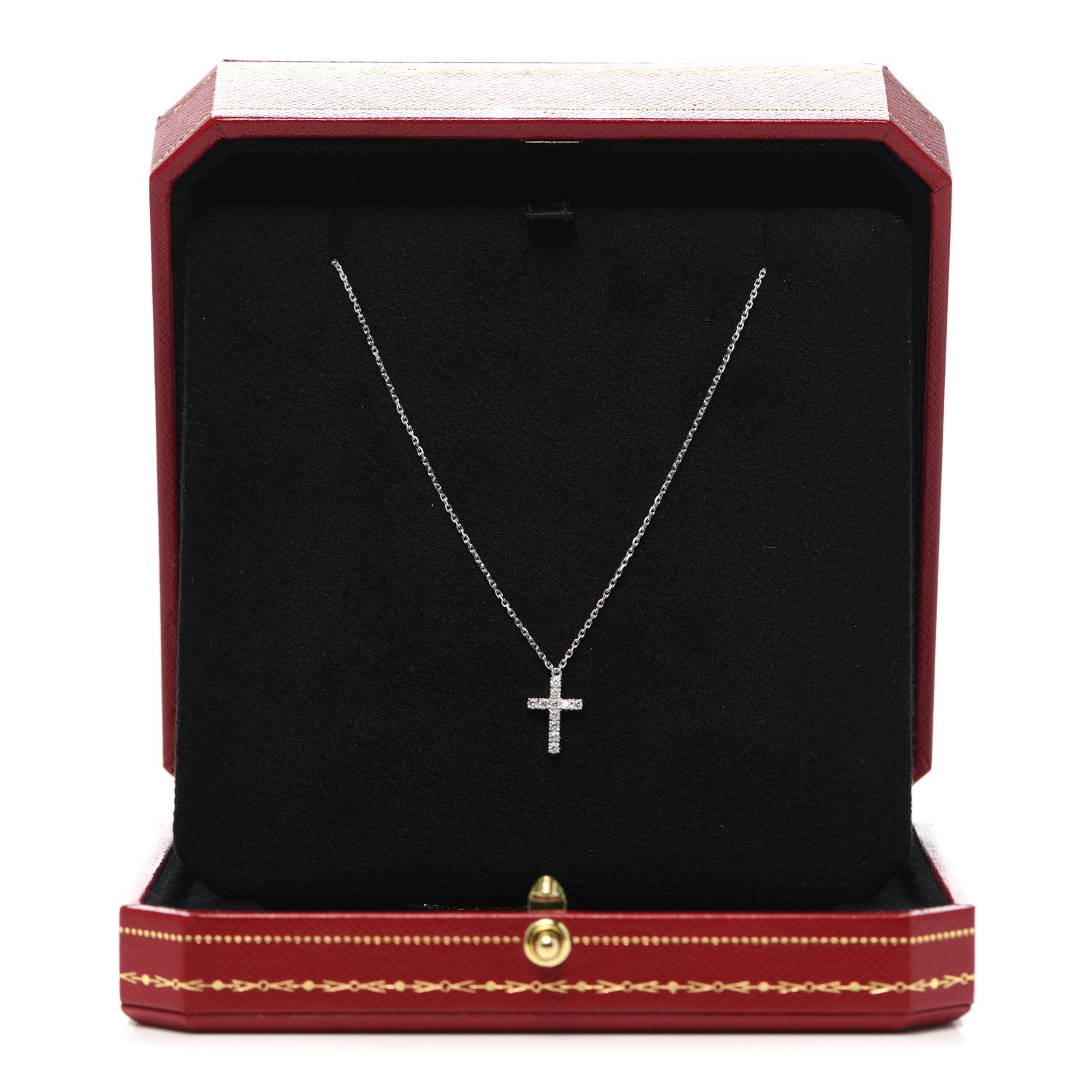Cartier 18K White Gold Diamond Symbols Cross Pendant Necklace 7 of 7