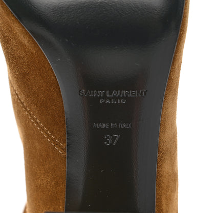 Saint Laurent Suede Babies 90 Fringe Ankle Boots 37 Light Tan 6 of 9