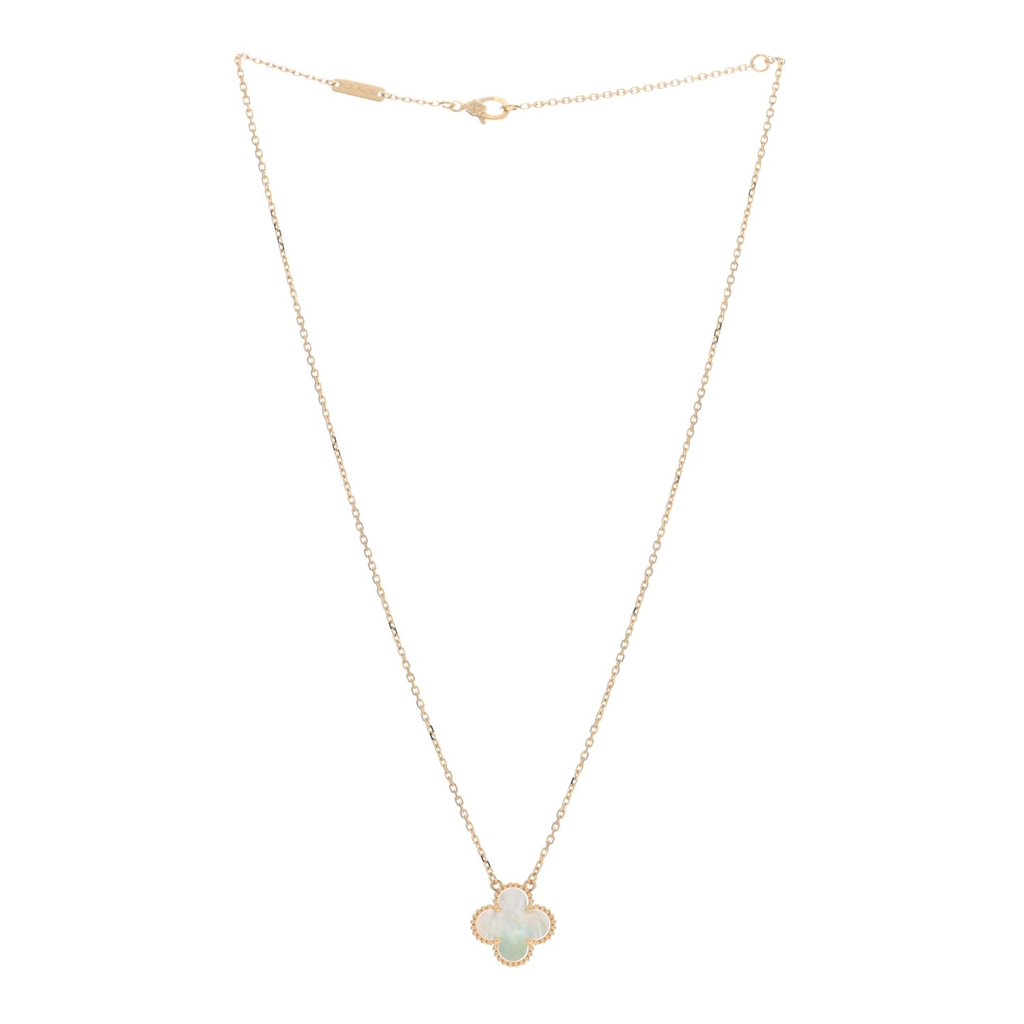 VAN CLEEF & ARPELS 18K Yellow Gold Mother of Pearl Vintage Alhambra Pendant Necklace