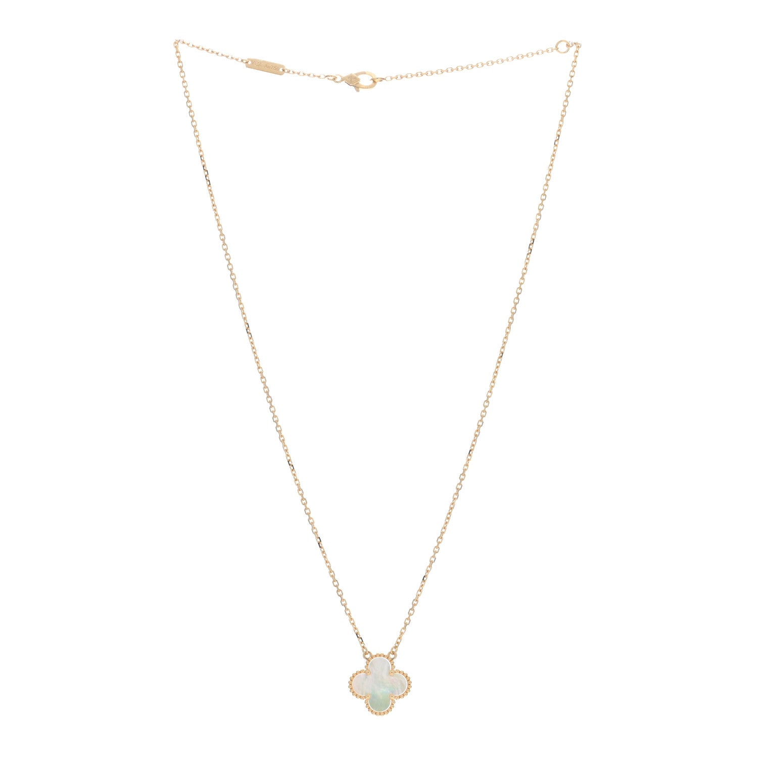 Van Cleef & Arpels VAN CLEEF & ARPELS 18K Yellow Gold Mother of Pearl Vintage Alhambra Pendant Necklace 2 of 5