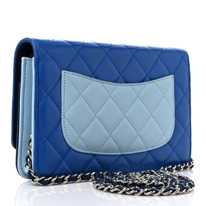 Chanel Lambskin Quilted Tri-Color Wallet On Chain WOC Dark Blue 3 of 11