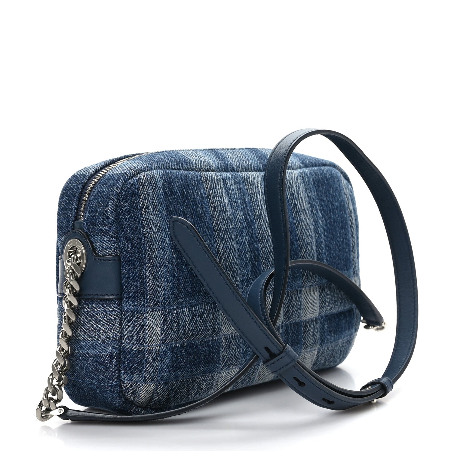 Burberry Calfskin Demin Check Small Lola Camera Bag Navy 2 of 7