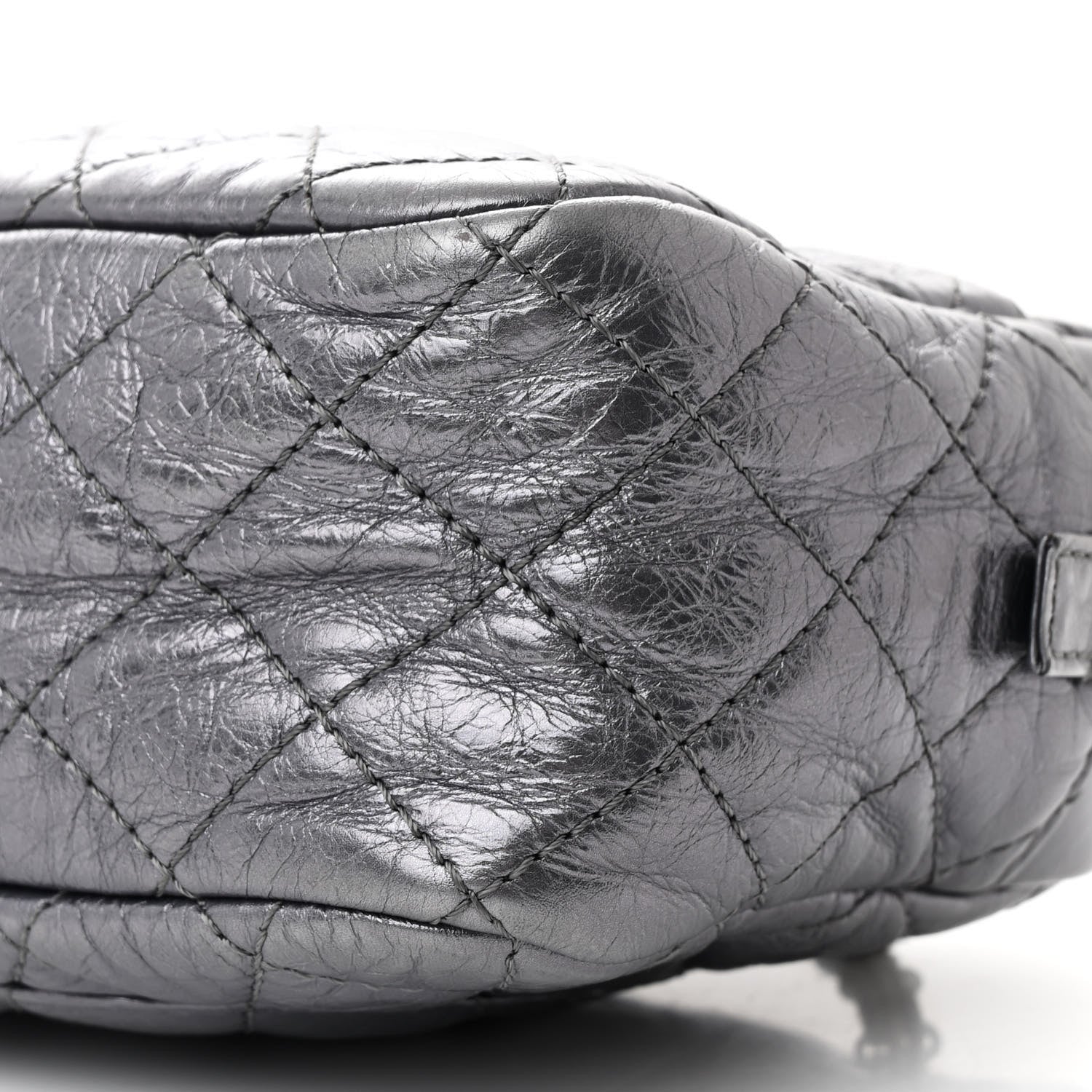 Chanel Metallic Aged Calfskin Quilted Medium Reissue Camera Case Dark Silver 10 of 10
