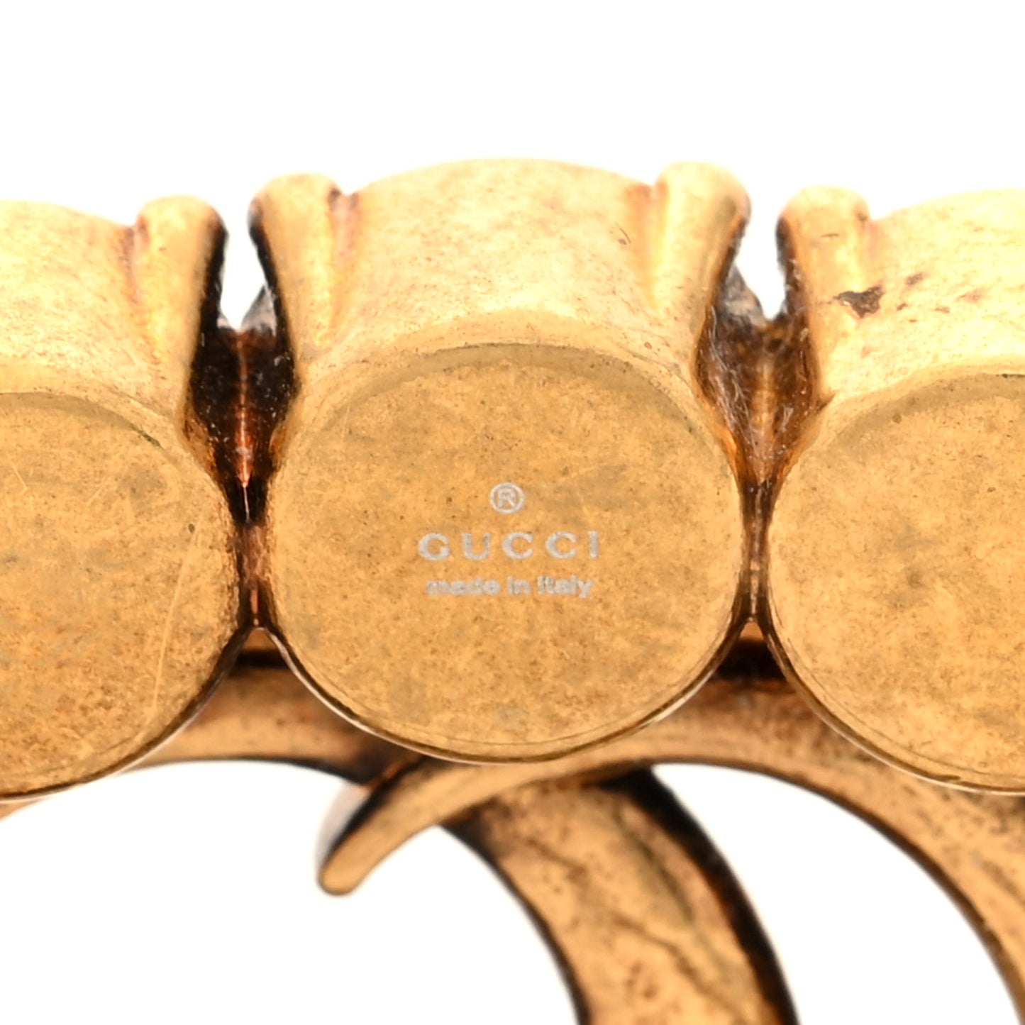 Metal Crystal Double G Brooch Aged Gold