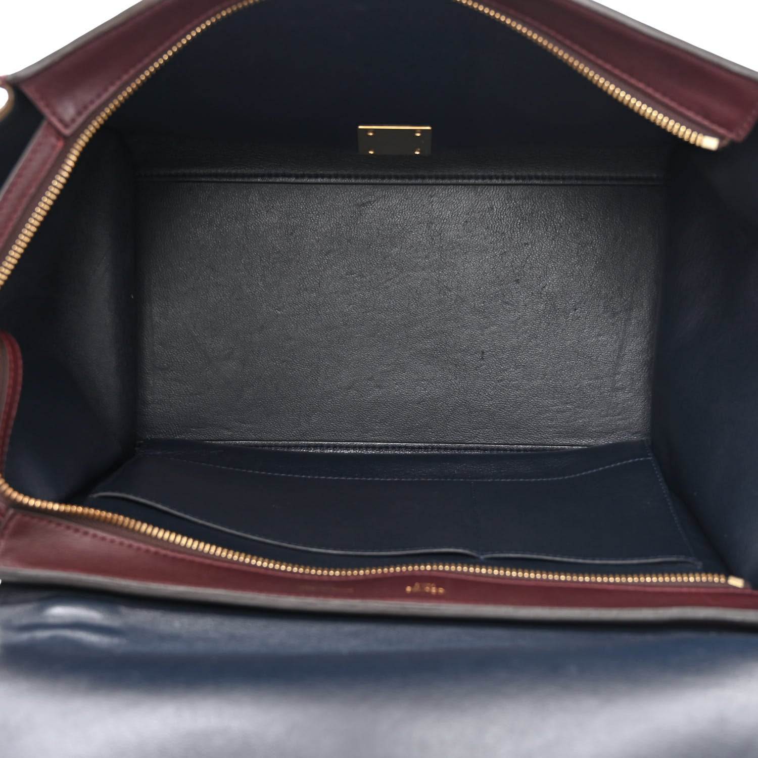 Celine Calfskin Suede Tri-Color Medium Trapeze Burgundy 5 of 10