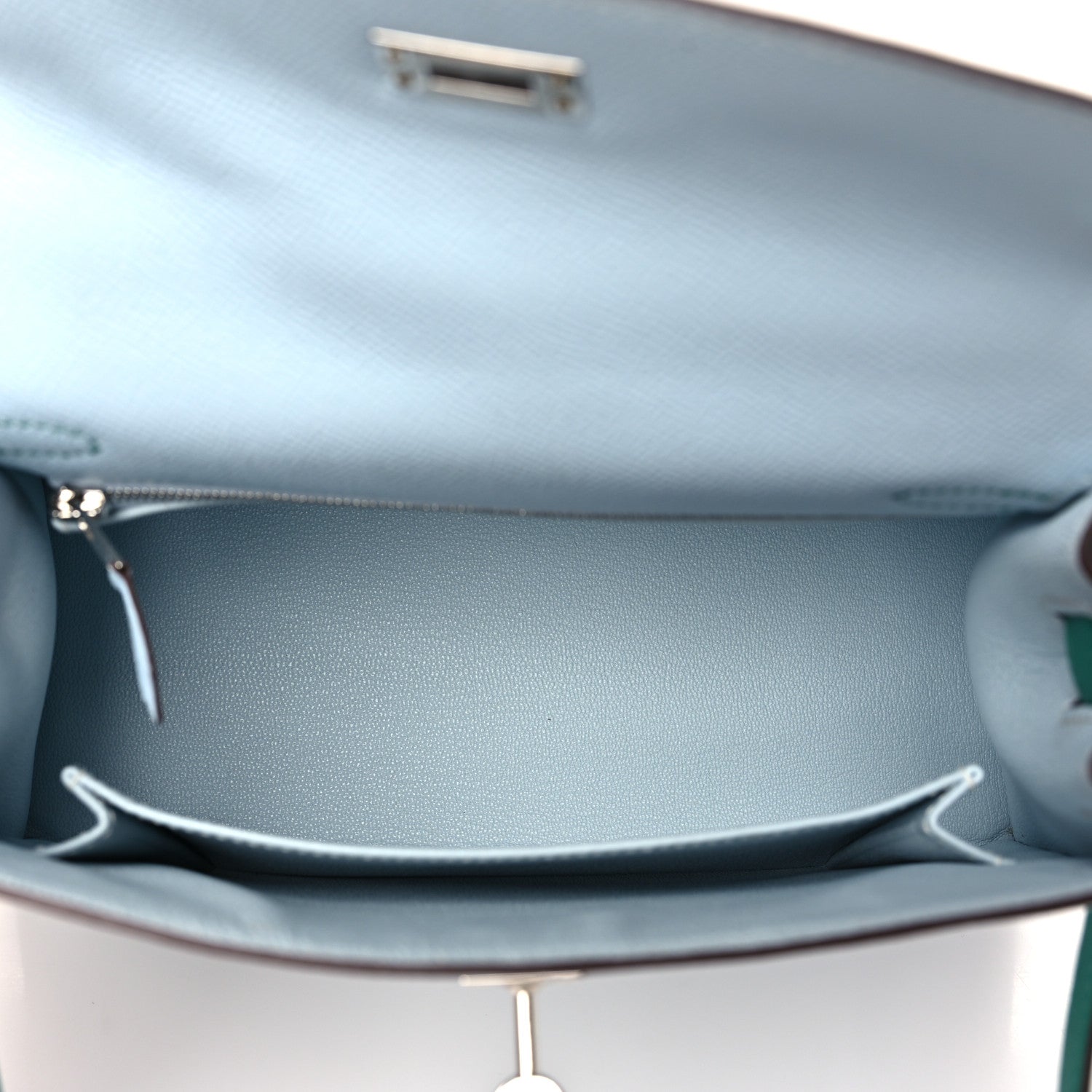 Hermes Epsom Tri-Color Kelly Sellier 25 Bleu Brume Vert Jade Gold 5 of 11