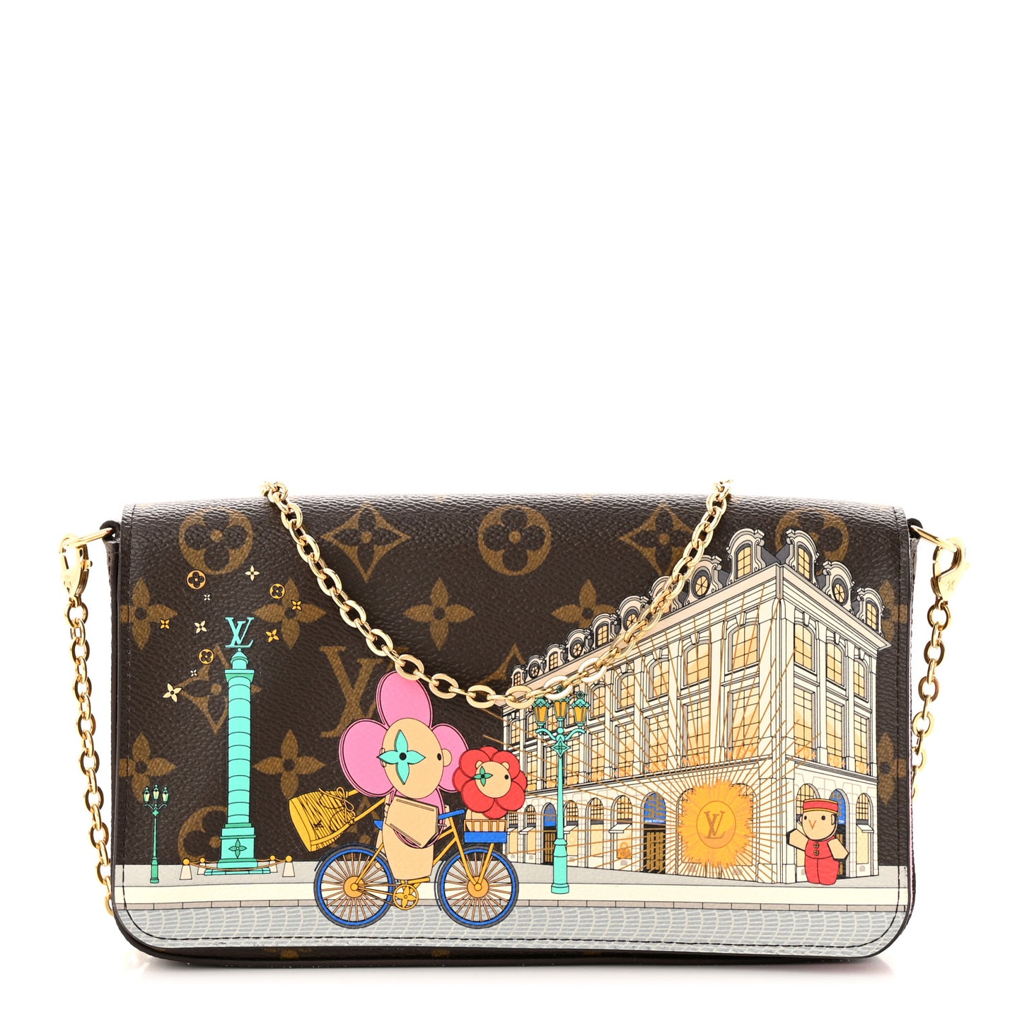 Monogram 2022 Christmas Animation Paris Pochette Felicie Chain Wallet Pink