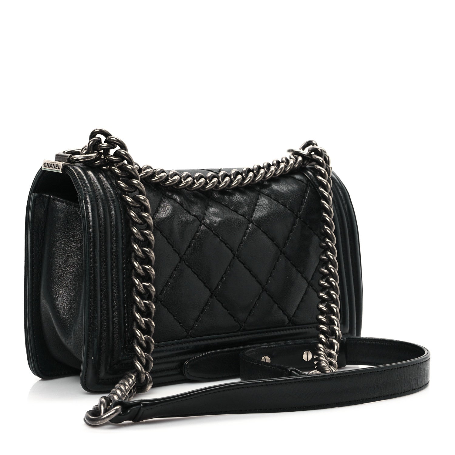 Chanel Calfskin Double Stitch Medium Boy Flap Black 3 of 12