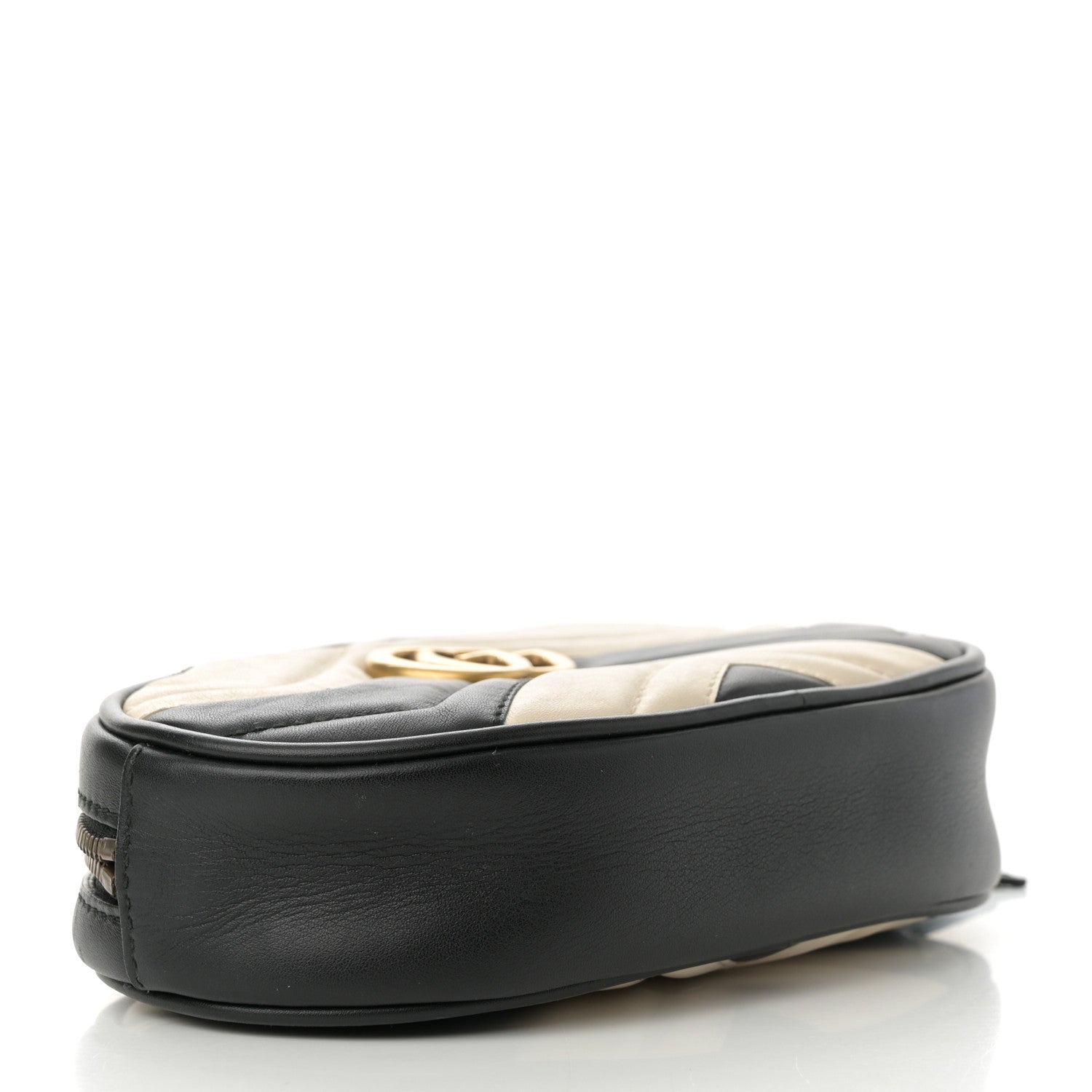 Gucci Calfskin Matelasse GG Marmont Belt Bag 85 34 Black White 4 of 15