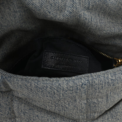 Saint Laurent Denim Quilted Medium Loulou Puffer Monogram Chain Satchel Azur 7 of 9