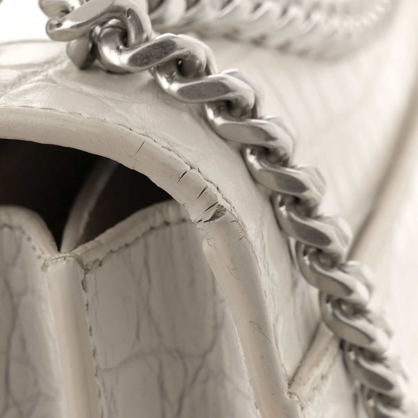 Calfskin Crocodile Embossed Medium Monogram Sunset Blanc Vintage