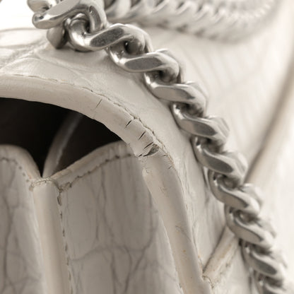 Saint Laurent Calfskin Crocodile Embossed Medium Monogram Sunset Blanc Vintage 17 of 17