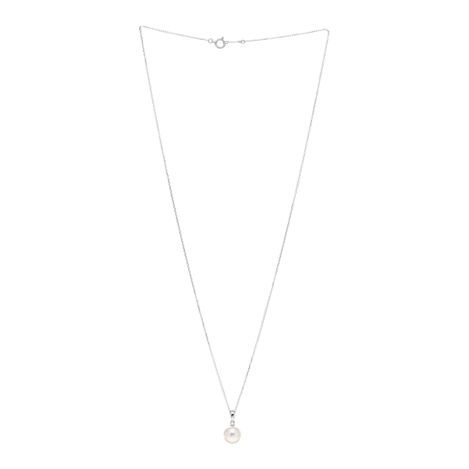 Mikimoto 18K White Gold Akoya Pearl 7.5mm Pendant Necklace 3 of 5