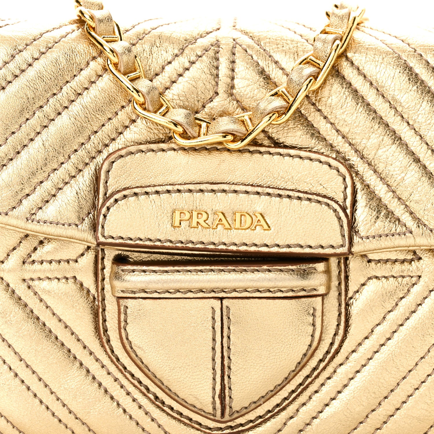 Prada Metallic Nappa Mosaico Pattina Crossbody Platino 8 of 10