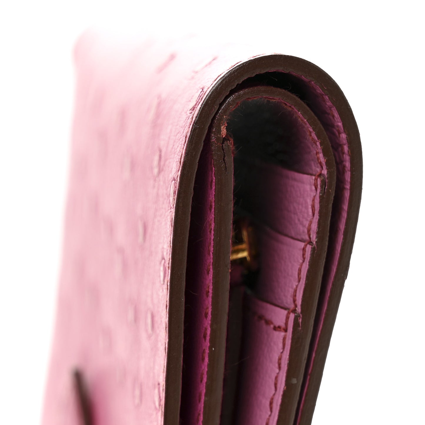 Ostrich Bearn Compact Wallet Fuchsia