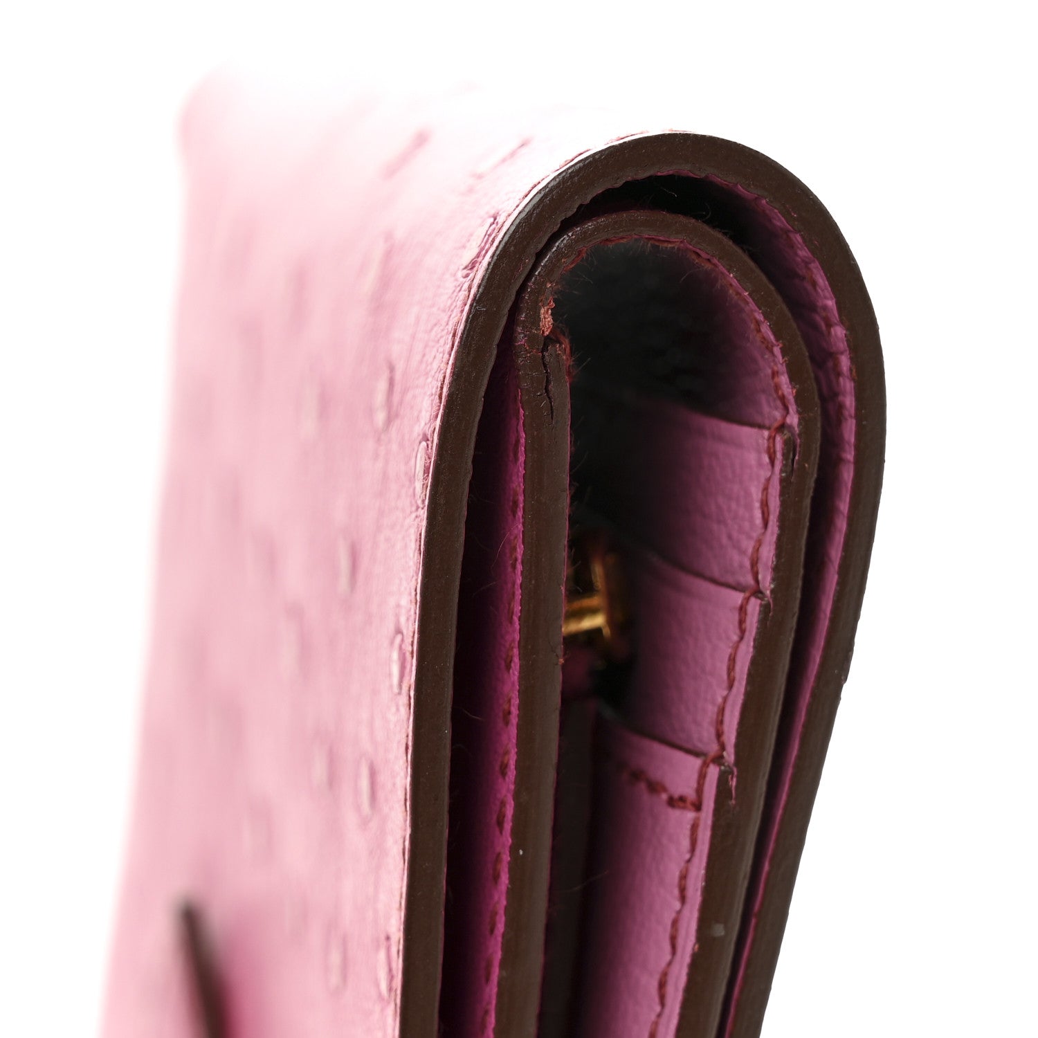 Hermes Ostrich Bearn Compact Wallet Fuchsia 5 of 8