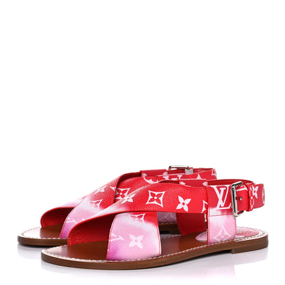 Louis Vuitton Monogram Escale Palma Flat Sandals 37 Rouge 3 of 8