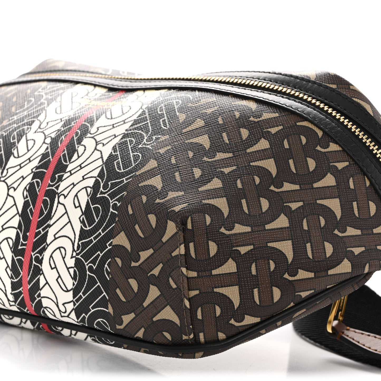 E-Canvas Monogram Stripe Medium Sonny Bum Bag Bridle Brown